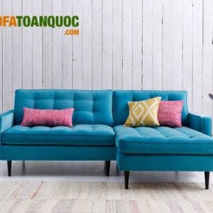 Sofa góc bọc vải màu xanh SFV10