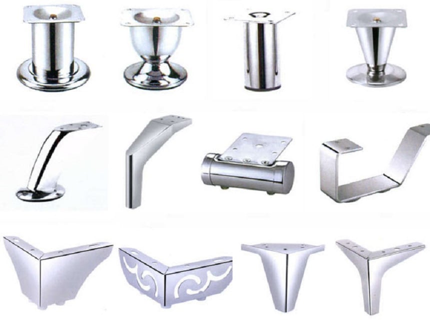 Các mẫu chân ghế sofa bằng inox phổ biến hiện nay.