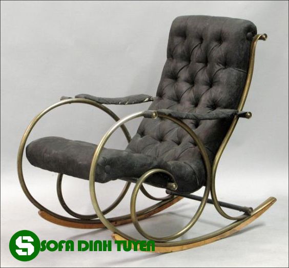 ghế sofa chơi bập bênh bọc da màu đen