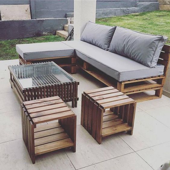 ghế sofa góc gỗ pallet