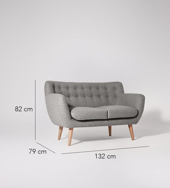 ghế sofa đôi 1m2 màu xám chân gỗ