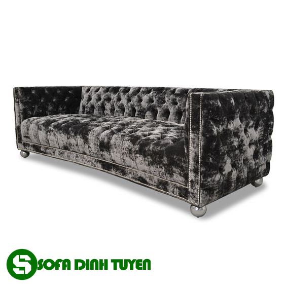 ghế sofa văng dài bọc vải nhugn đen