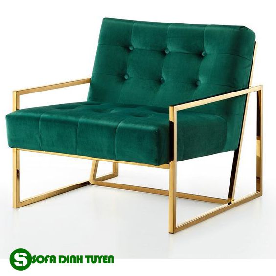 ghế sofa màu xanh lá cây bọc vải nhung chất