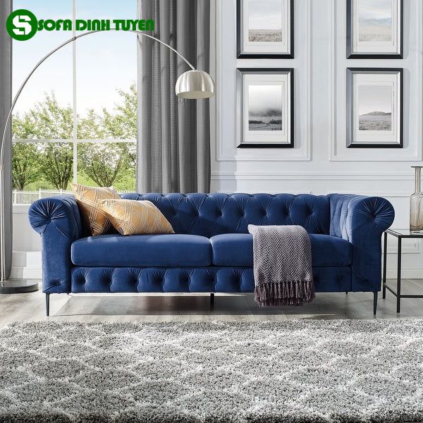 sofa xanh dương tân cổ điển