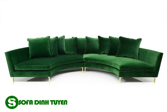 ghế sofa chữ C màu xanh lá cây