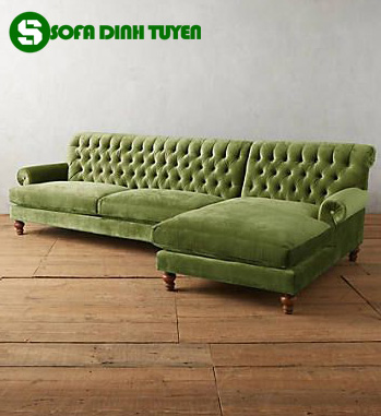 ghế sofa màu xanh rêu dạng góc