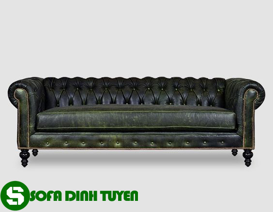 ghế sofa văng dài xanh rêu đậm phong cách tân cổ điển