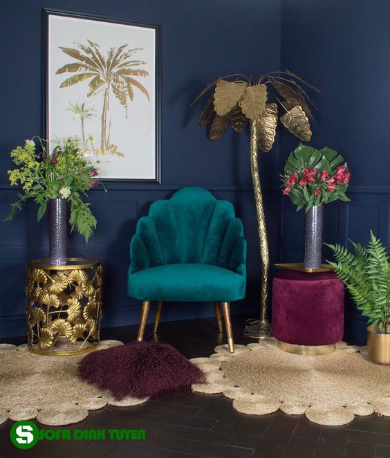 sofa màu xanh ngọc vỏ sò