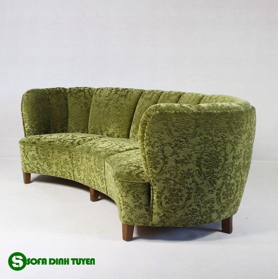 ghế sofa cong màu xanh rêu