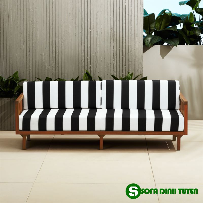 ghế sofa khung gỗ đen trắng