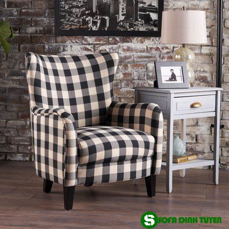 ghế sofa trắng đen caro