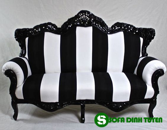 ghế sofa đen trắng bọc vải đệm