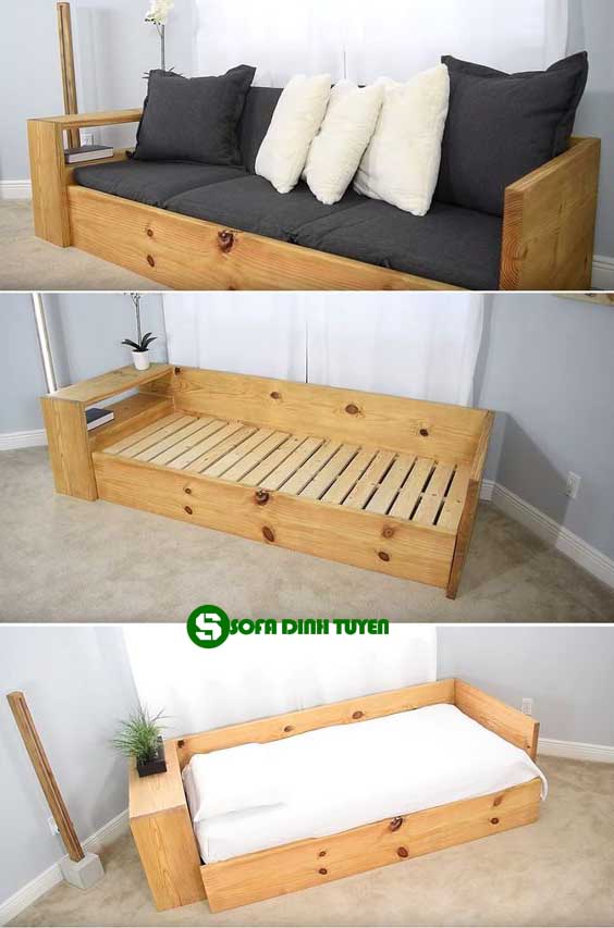 ghế sofa gỗ kéo ra thành giường
