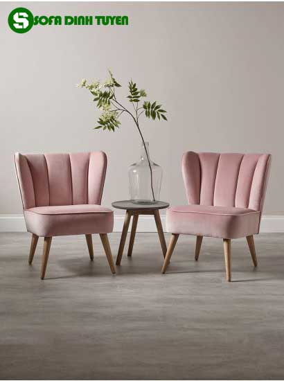 ghế sofa lẻ màu hồng vỏ sò