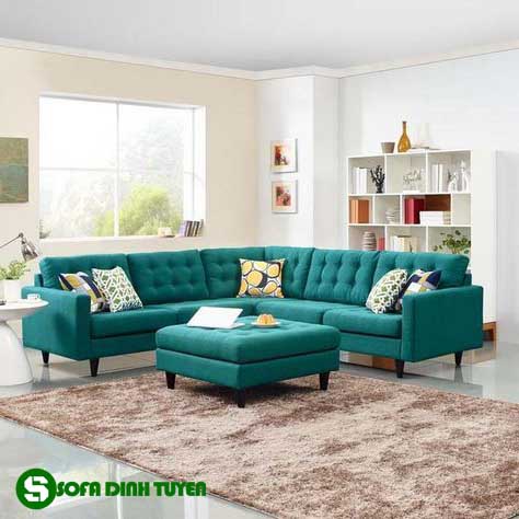 ghế sofa nỉ màu xanh