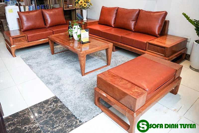 ghế sofa gỗ sồi giả màu óc chó