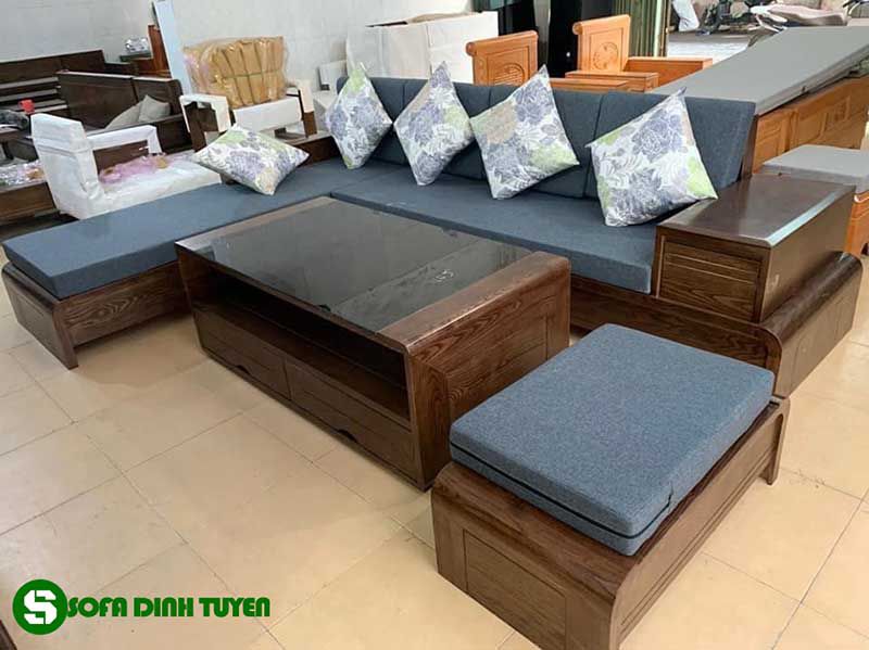 ghế sofa gỗ sồi giả màu óc chó