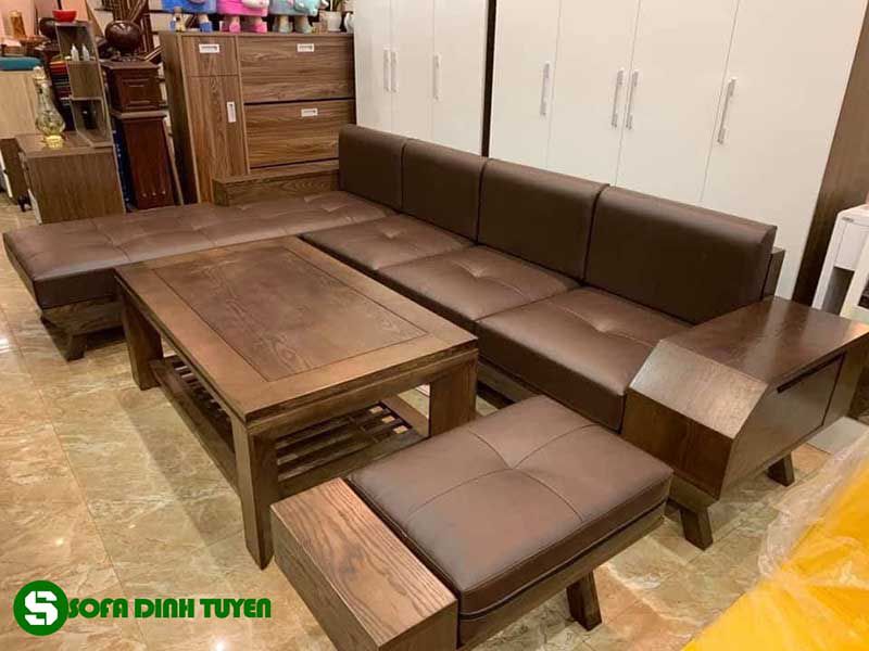 ghế sofa gỗ sồi giả màu óc chó
