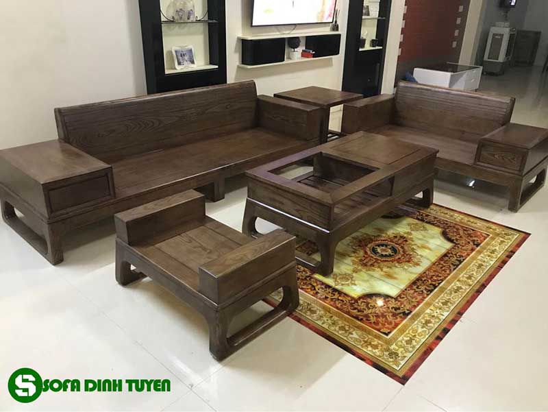 ghế sofa gỗ sồi giả màu gỗ óc chó