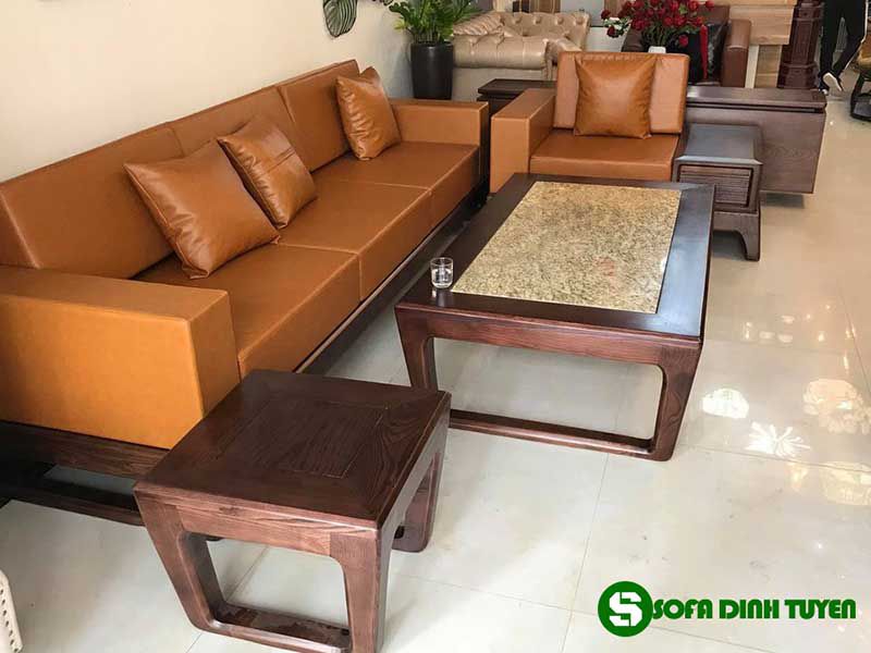 ghế sofa gỗ sồi giả óc chó