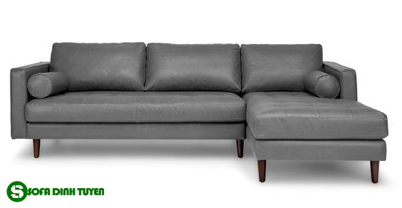 ghế sofa da góc màu xám tro