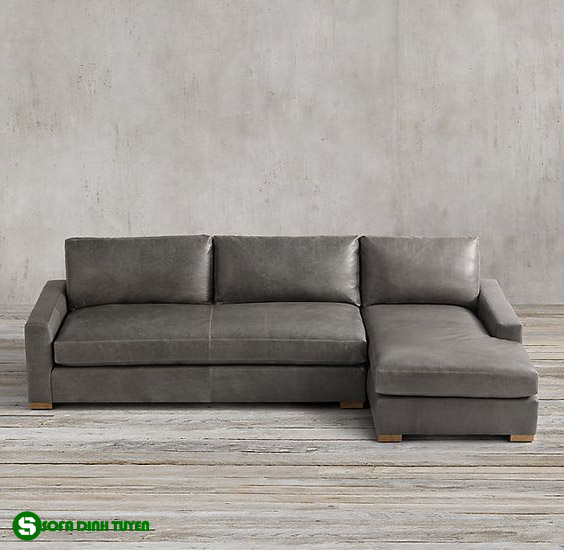 ghế sofa da góc màu xám ghi