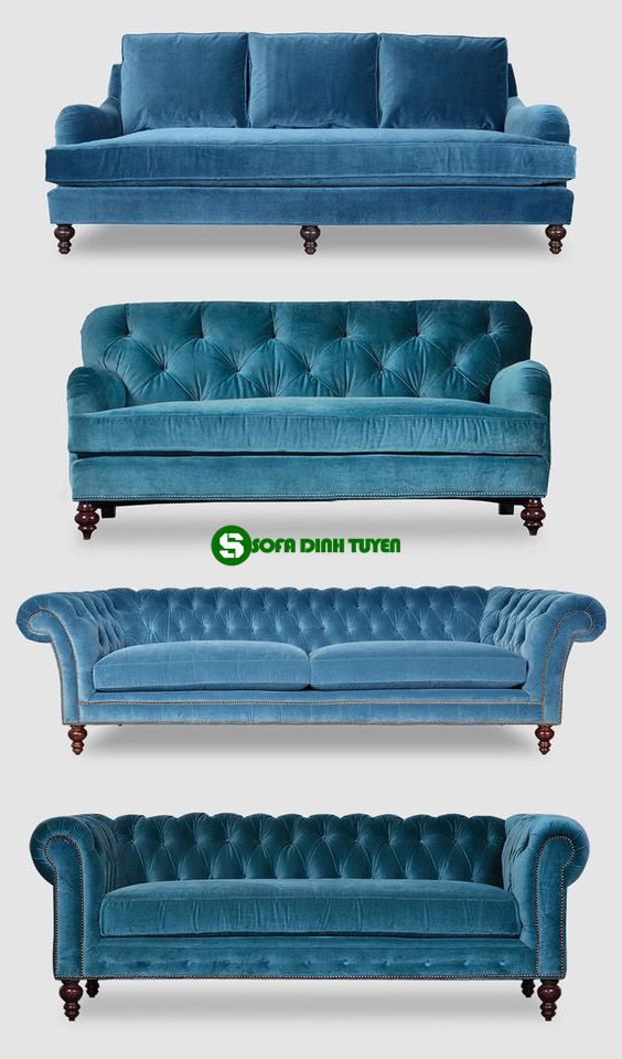 ghế sofa màu xanh cổ vịt tân cổ điển