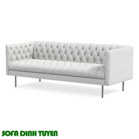 ghế sofa vải bố màu trắng chân kim loại