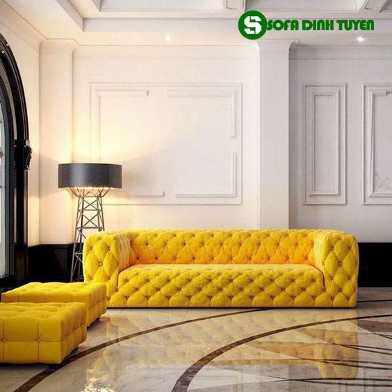 ghế sofa màu vàng tân cổ điển