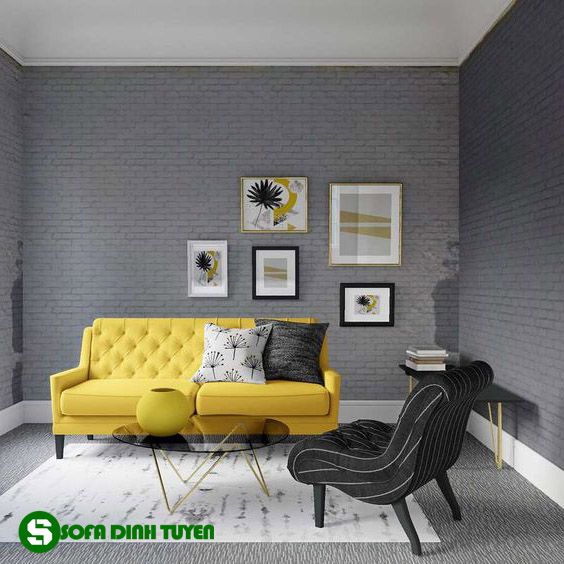 ghế sofa màu vàng kem