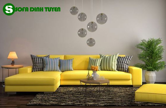 ghế sofa góc màu vàng da công nghiệp
