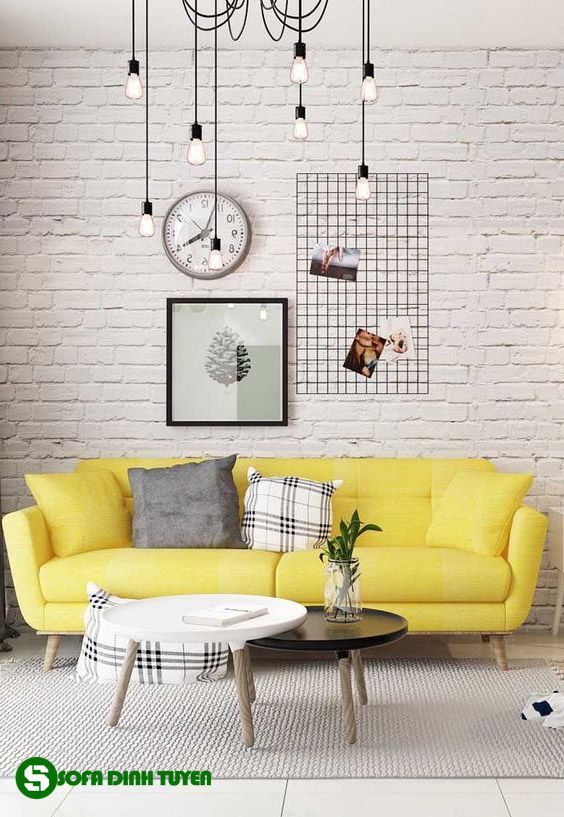 ghế sofa màu vàng kem