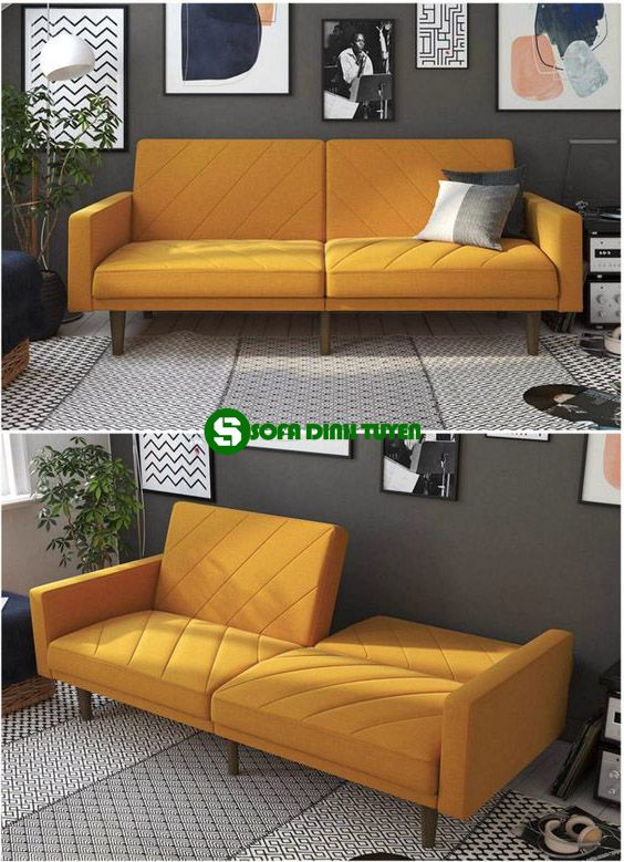 ghế sofa màu vàng đồng giường ngủ