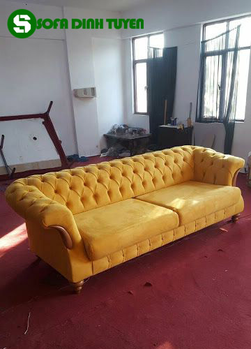 ghế sofa nỉ nhung vải nhung màu vàng