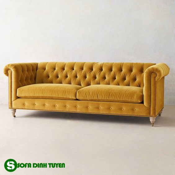 ghế sofa màu vàng nỉ nhung