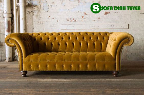ghế sofa vàng vải nỉ nhung