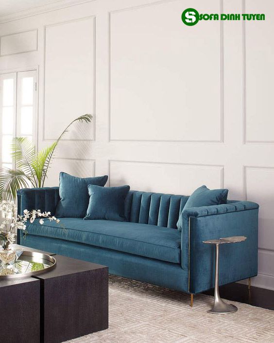 ghế sofa xanh cổ vịt văng dài