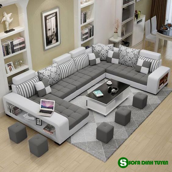 sofa màu ghi xám size lớn