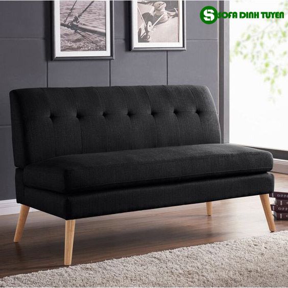 ghế sofa ghi xám đậm chân gỗ