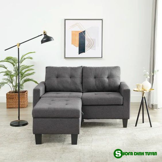 ghế sofa chữ L nhỏ màu xám tro