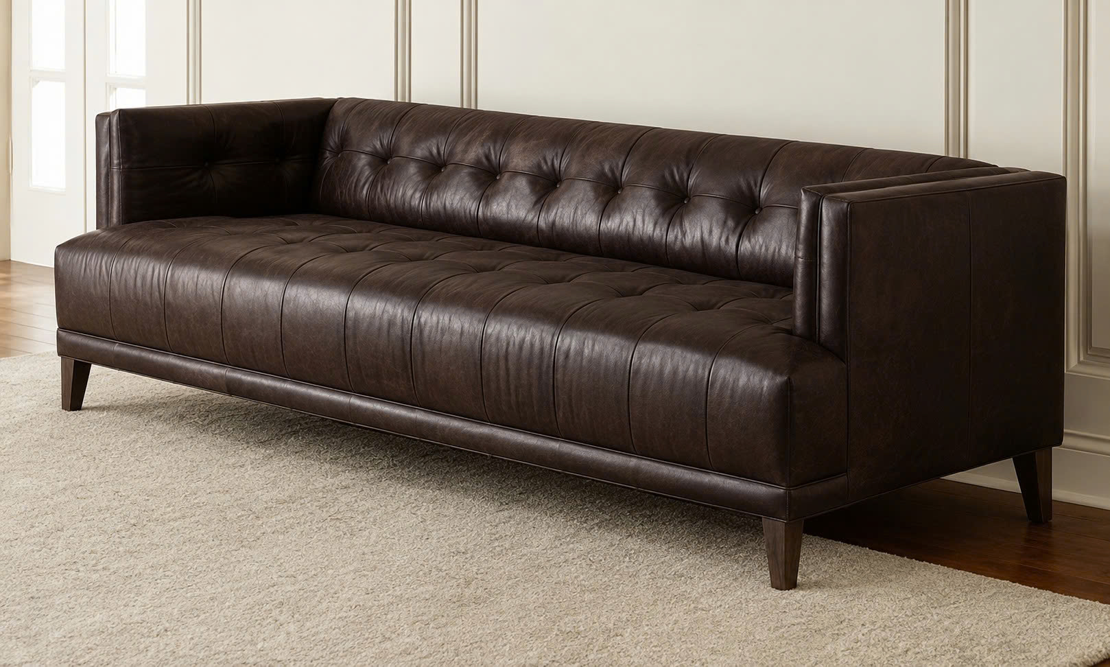 ghế sofa da màu nâu bền đẹp