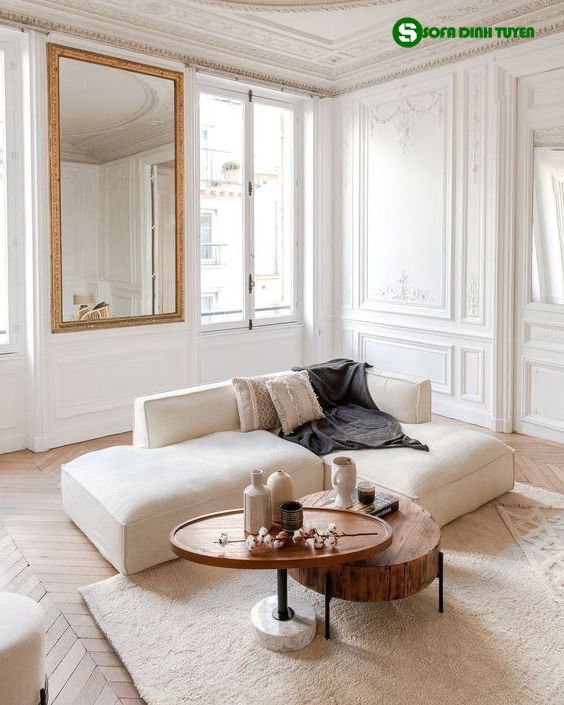 ghế sofa màu be dạng bệt