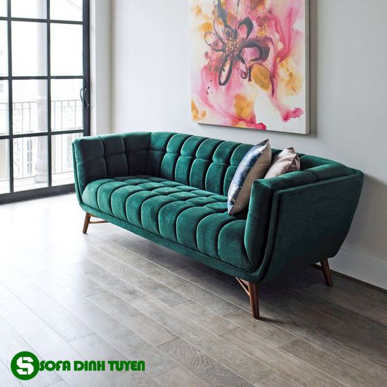 Sofa văng bọc vải nhung chia múi nằm xem tivi