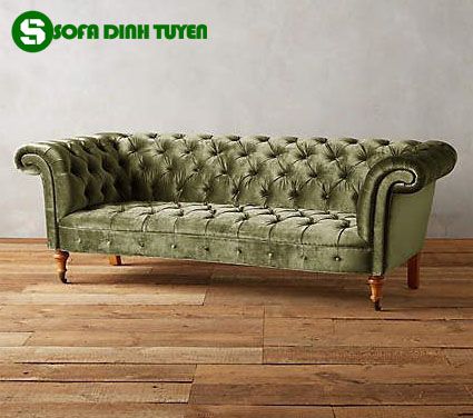 ghế sofa 3m tân cổ điển màu rêu