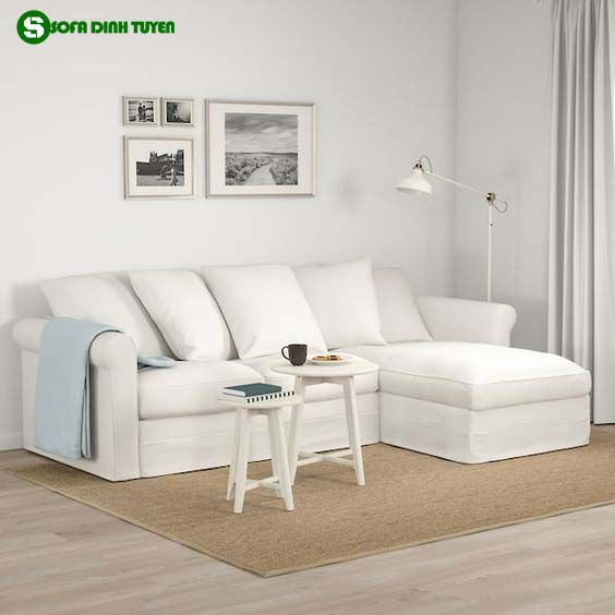 ghế sofa màu kem trắng dạng góc