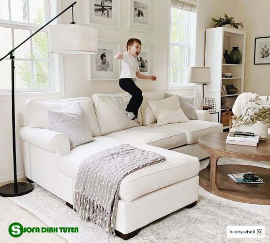 ghế sofa màu kem dạng góc
