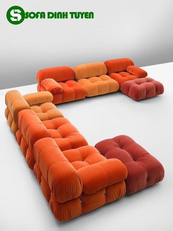 ghế sofa độc lạ màu đỏ cam