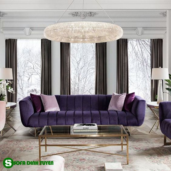 ghế sofa văng dài màu tím nho