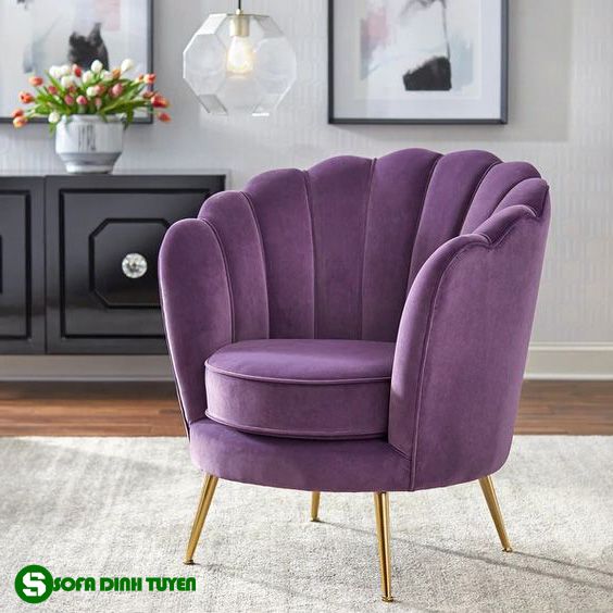 ghế sofa đơn màu tím hình vỏ sò