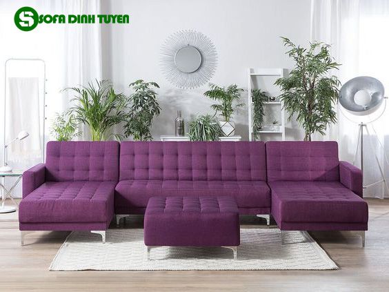 ghế sofa màu tím chân inox